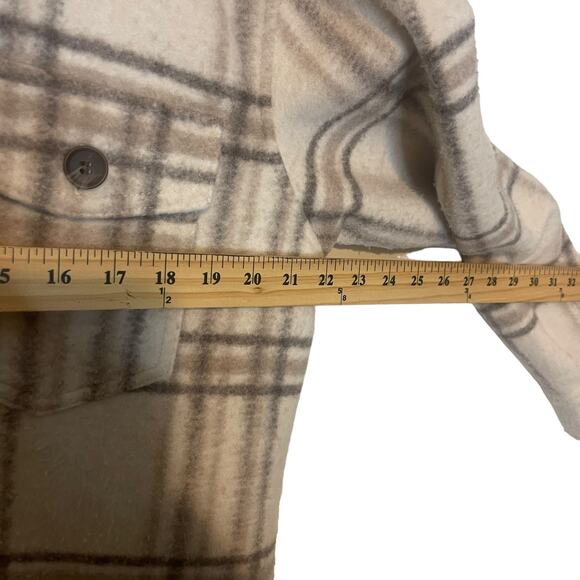 Joie Women's Size Medium Neutral Cream Long Button Up Shacket Sweater Jacket - Picture 10 of 11